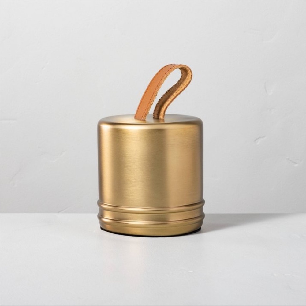 Hearth & Hand Accented Metal & Leather Doorstopper Brass Sold Out NWT
